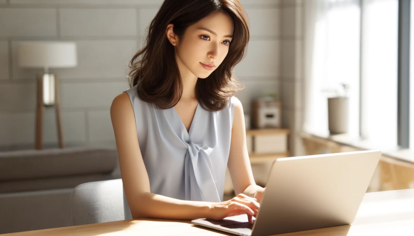 仕事中にも関わらずネット閲覧をしてしまうネット依存症の女性