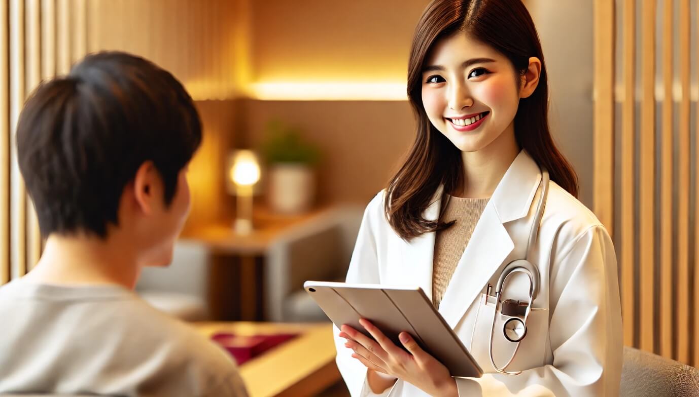 薬物依存症で悩んでいる男性をカウンセリングする女性カウンセラー