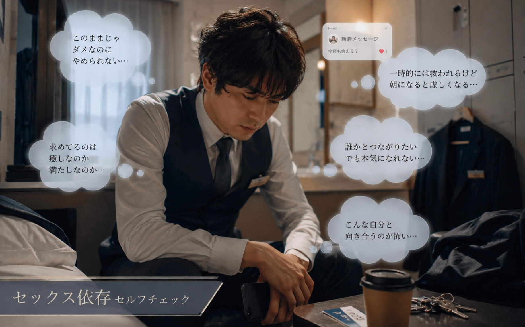 曖昧な関係のあと虚しさを抱える男性｜セックス依存のセルフチェック