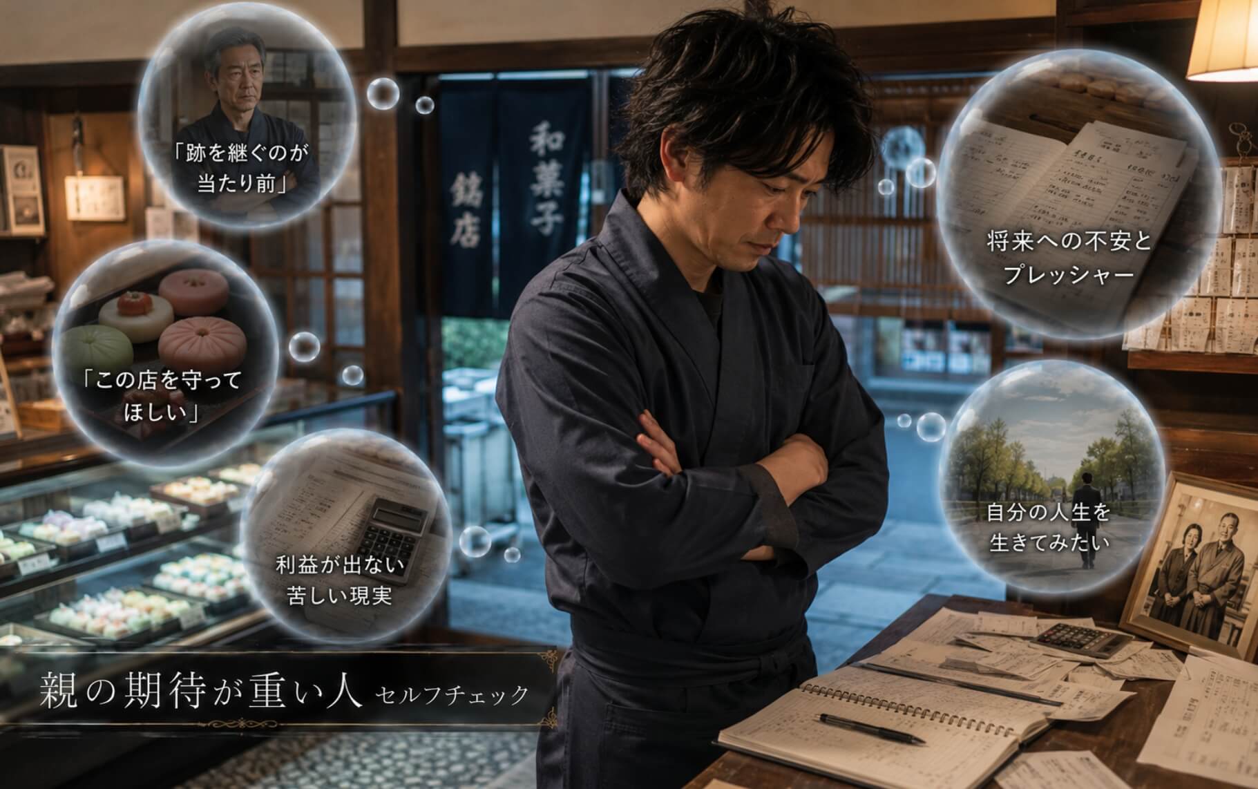 家業を継ぐ責任と将来への不安を抱える男性|親の期待が重い人のセルフチェック