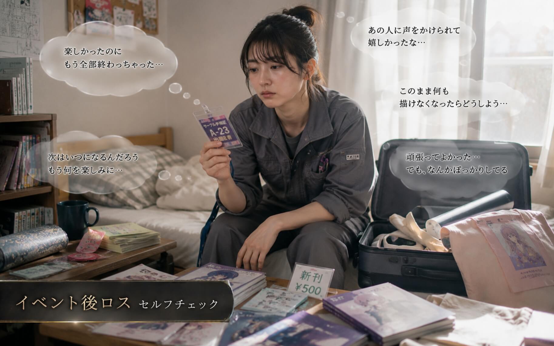 イベント後の静かな部屋で余韻に浸る女性|イベント後ロスのセルフチェック