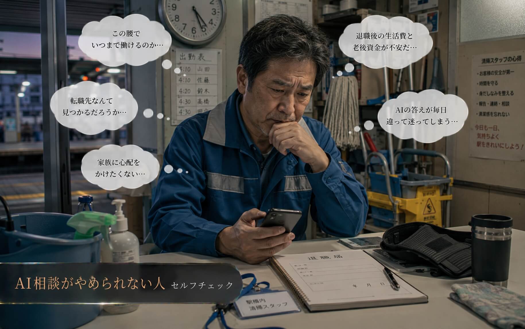 退職をAIへ相談し続け迷い続ける男性｜AI相談がやめられない人のセルフチェック