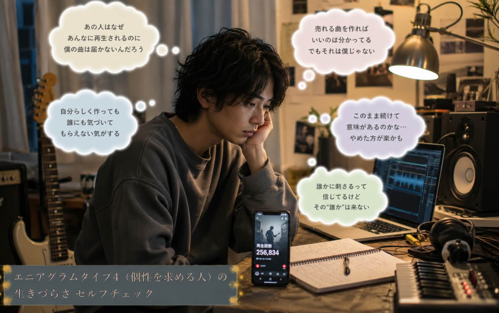 自分らしい音楽が届かないことに悩む副業ミュージシャン|エニアグラムタイプ4(個性を求める人)の生きづらさのセルフチェック