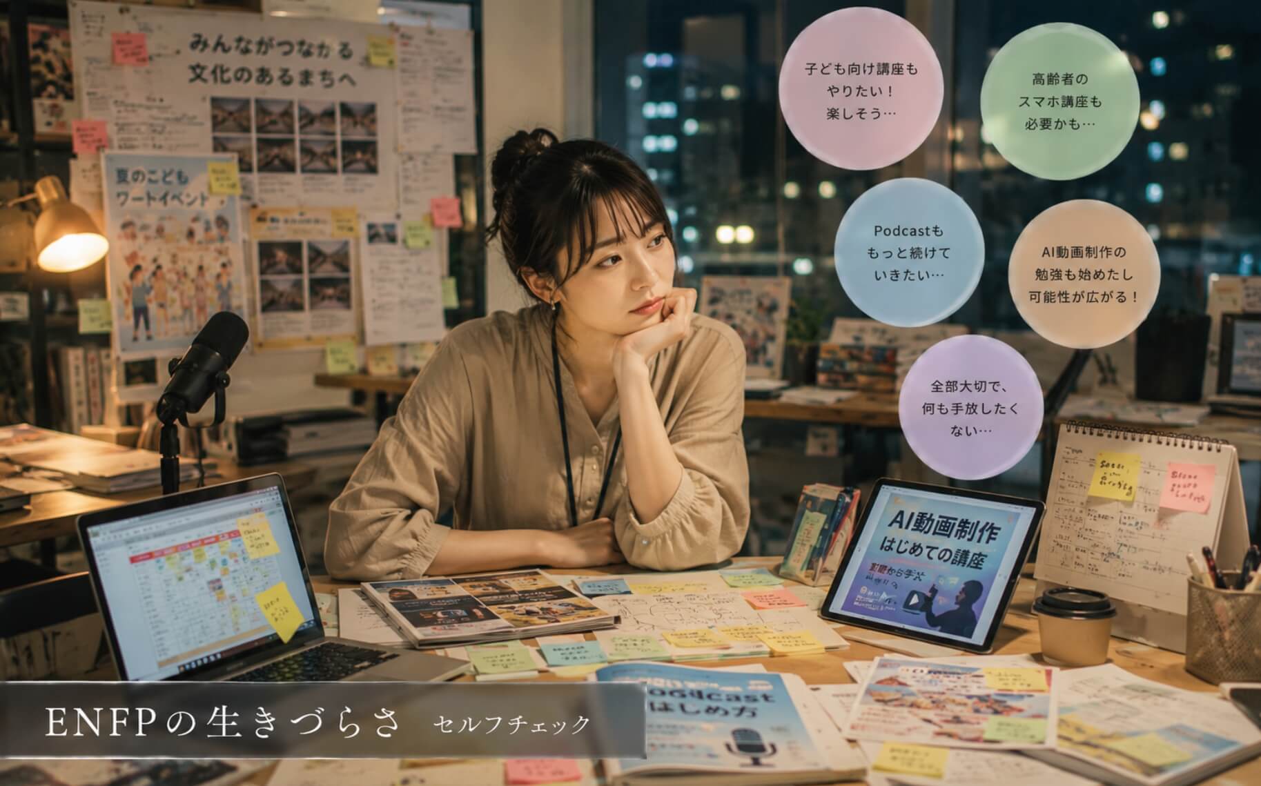 やりたいことが多すぎて選べず悩む女性|ENFPの生きづらさのセルフチェック