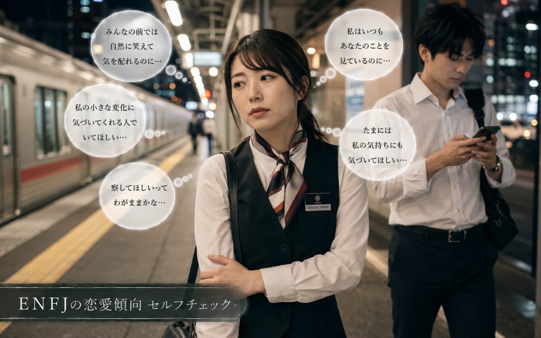 恋人に気持ちを察してほしくて寂しさを感じる女性｜ENFJの恋愛傾向のセルフチェック