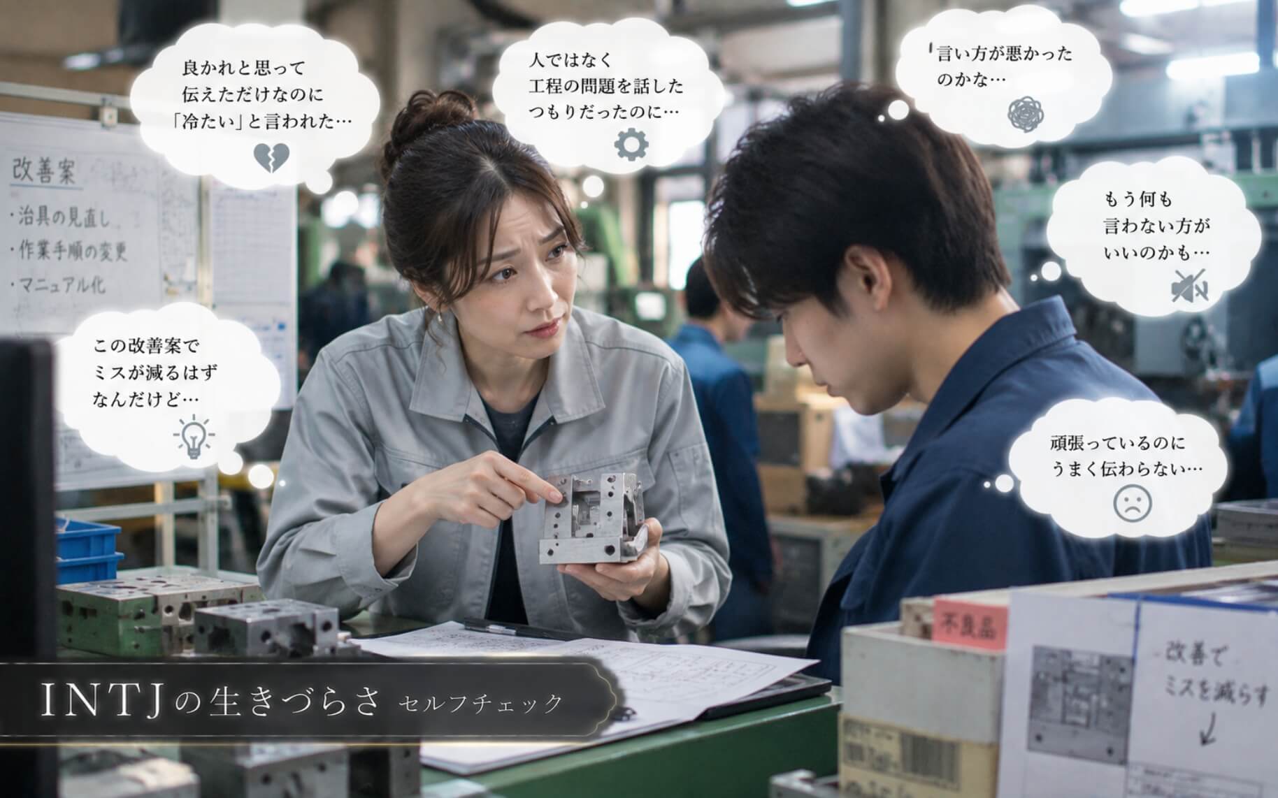 改善意図が伝わらず同僚との関係に悩む女性|INTJの生きづらさのセルフチェック