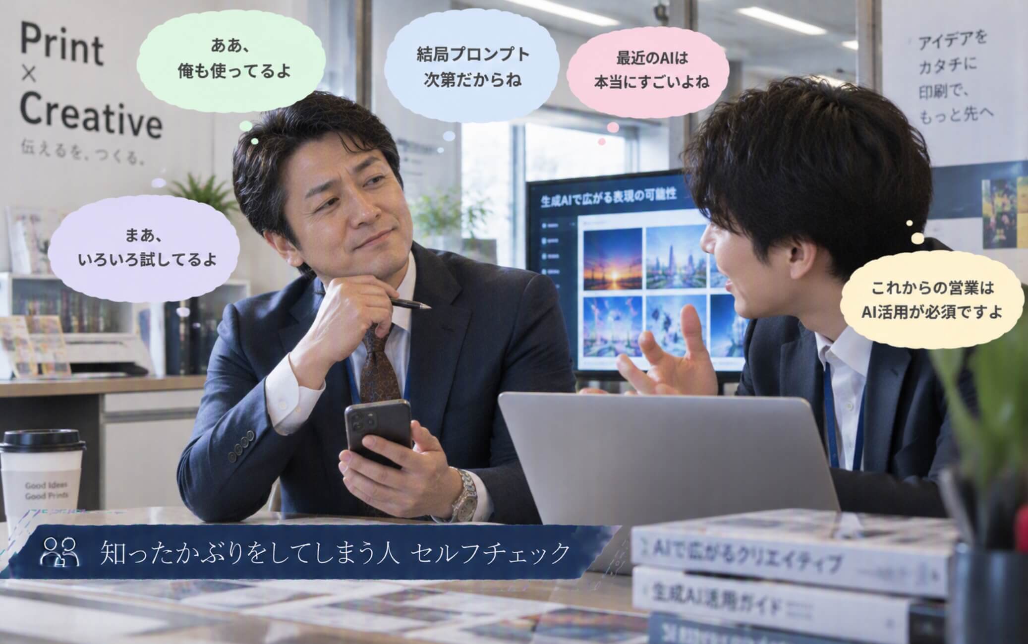 生成AIの話に詳しいふりをして会話を合わせる男性|知ったかぶりをしてしまう人のセルフチェック