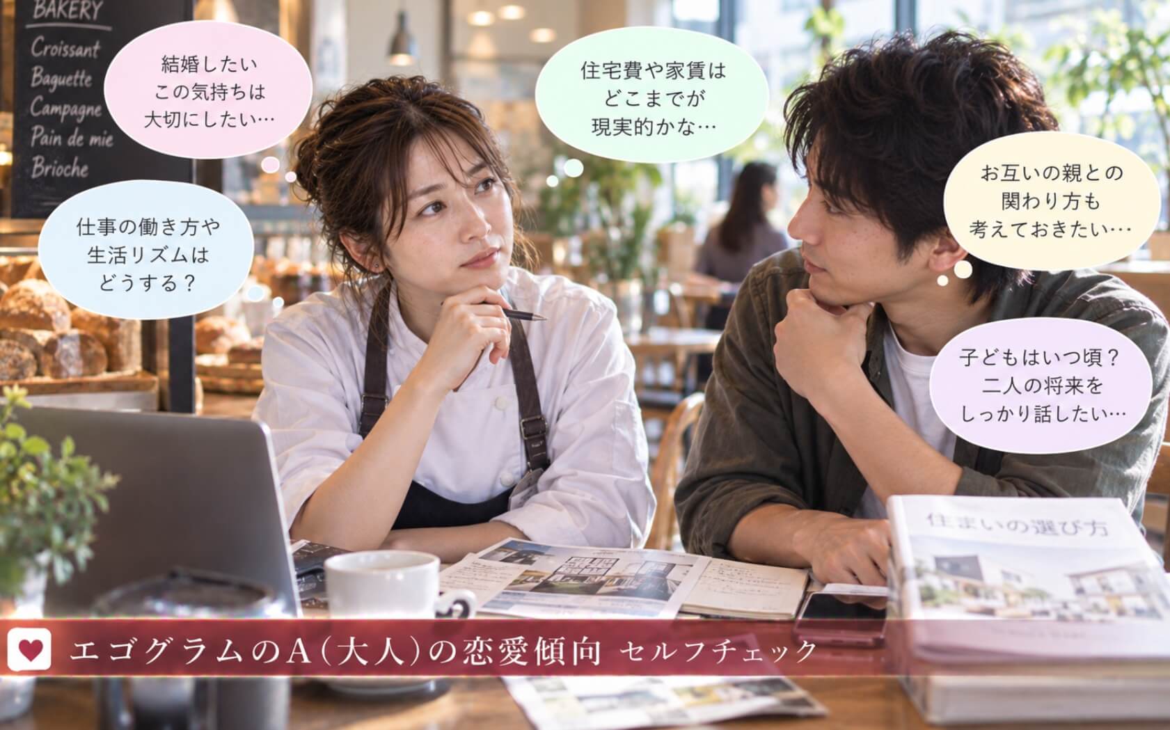 恋人と結婚後の暮らしを現実的に話し合う女性|エゴグラムのAの恋愛傾向セルフチェック