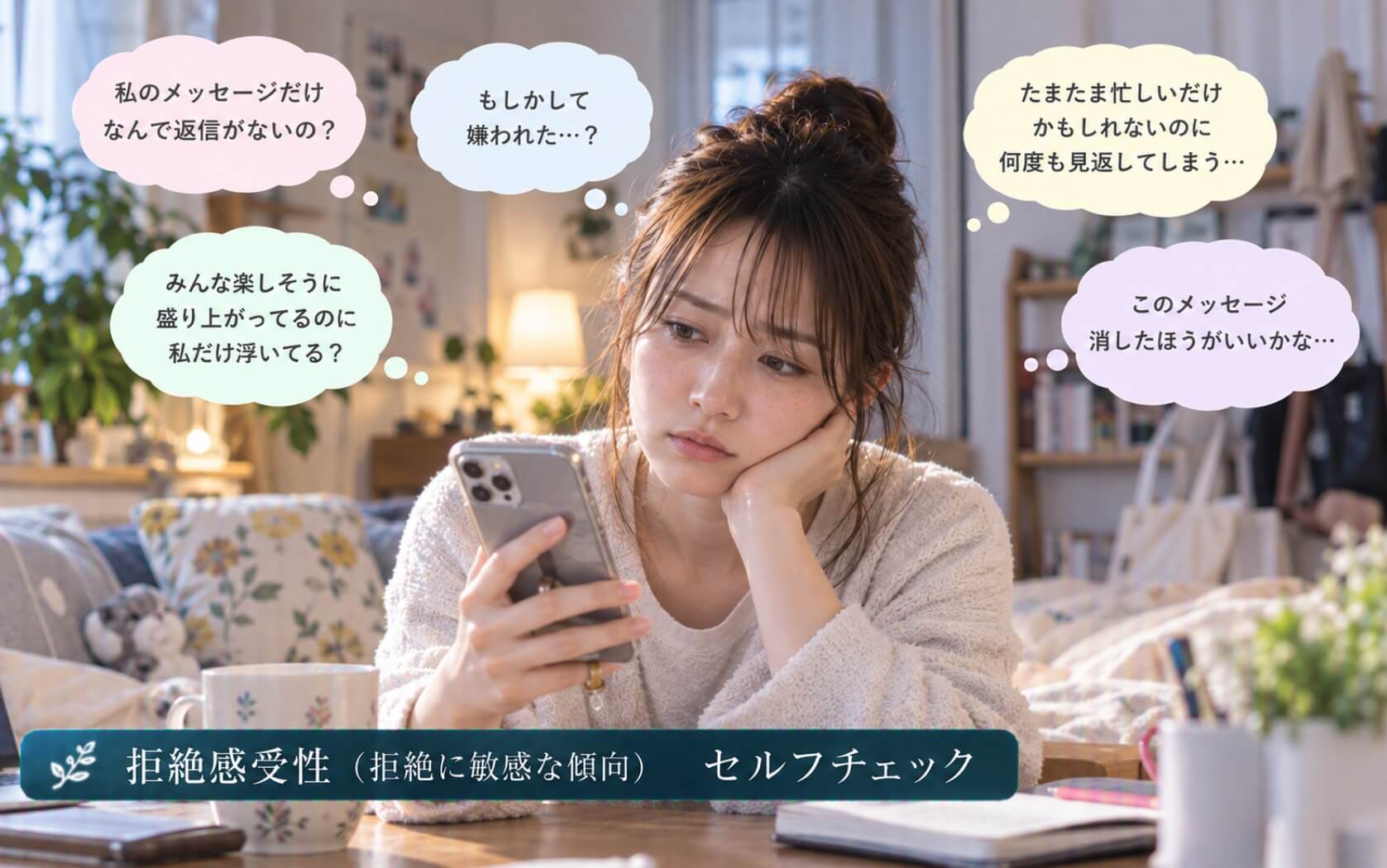 グループLINEの反応が少なく嫌われたかと悩む女性|拒絶感受性のセルフチェック