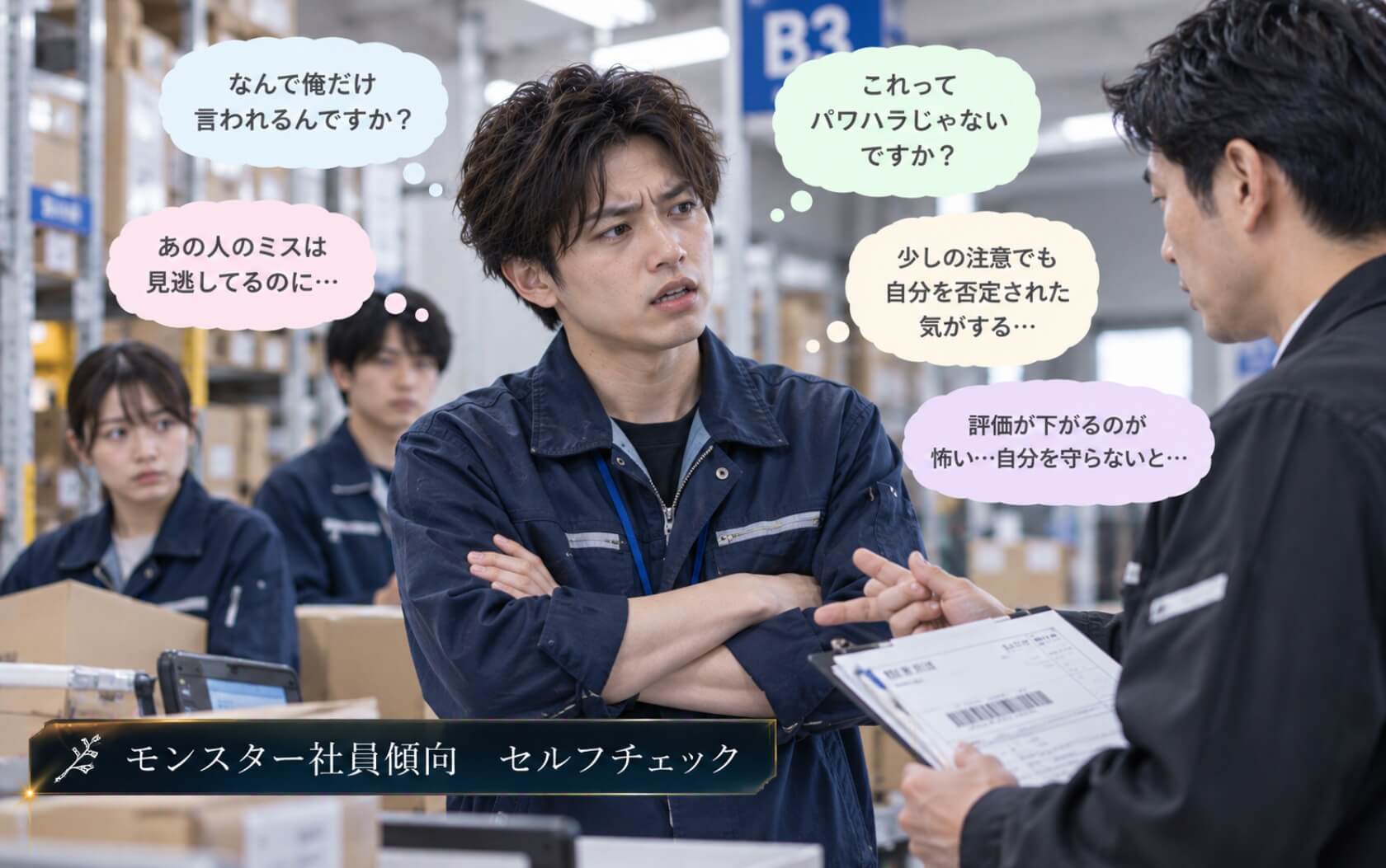 仕事の注意を受け自分だけ責められたと反発する男性｜モンスター社員傾向のセルフチェック